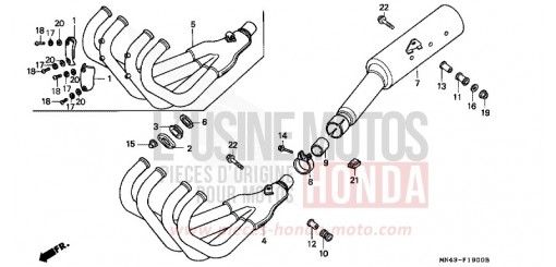 EXHAUST MUFFLER CBR600FH de 1987